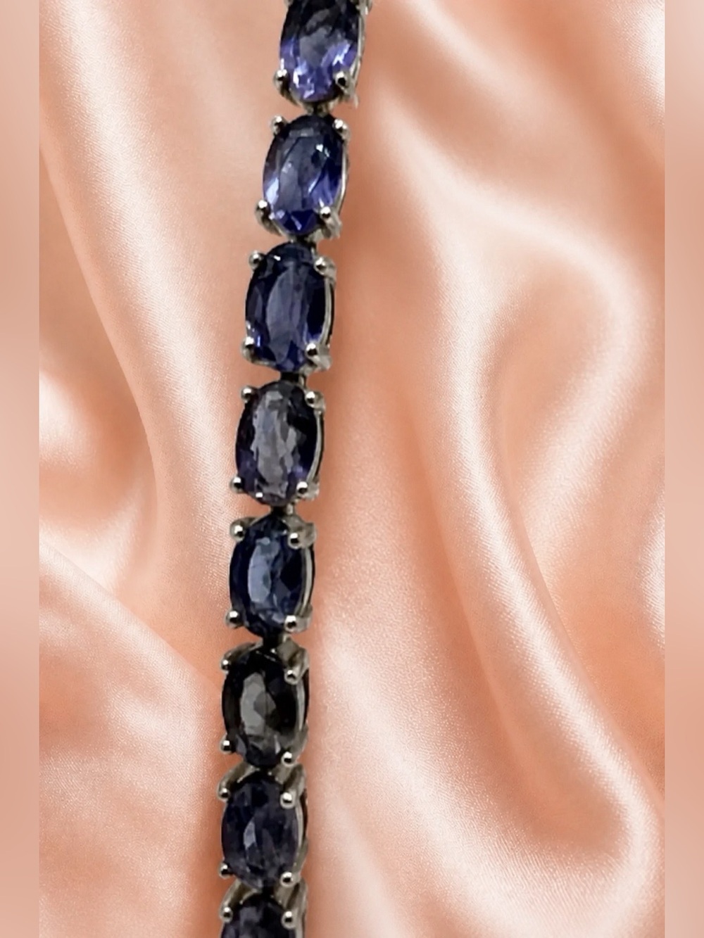 Genuine Iolite tennis bracelet set in rhodium over S925. 7” long. Brand new! - Picture 5 of 8